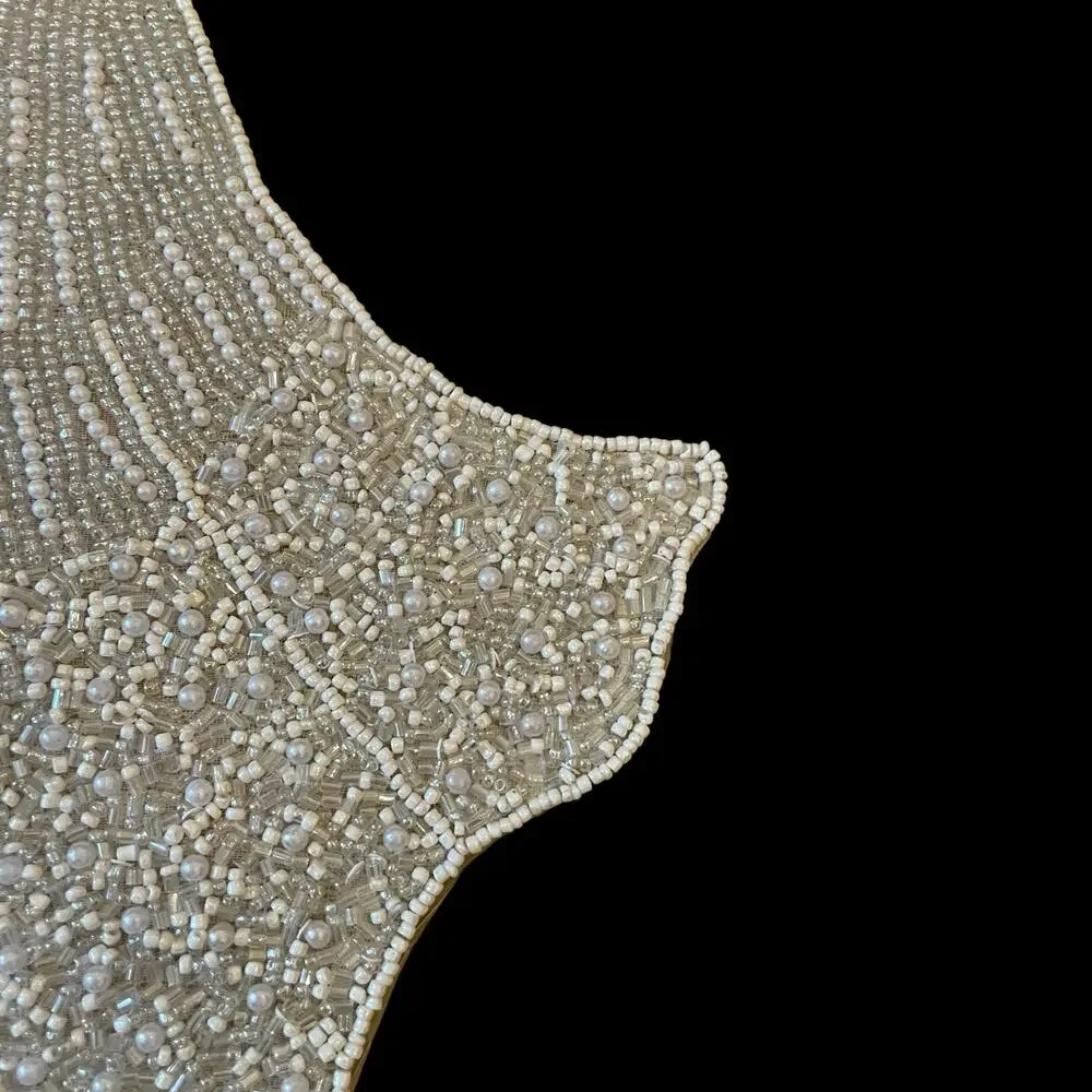 Christian Siriano Halloween Ghost Beaded Placemat 16in White Silver Glam New